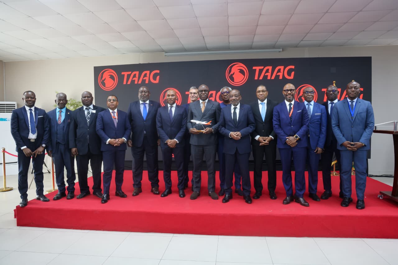 Angola and Cote d'Ivoire aviation leadership and representatives during the Abidjan route launch